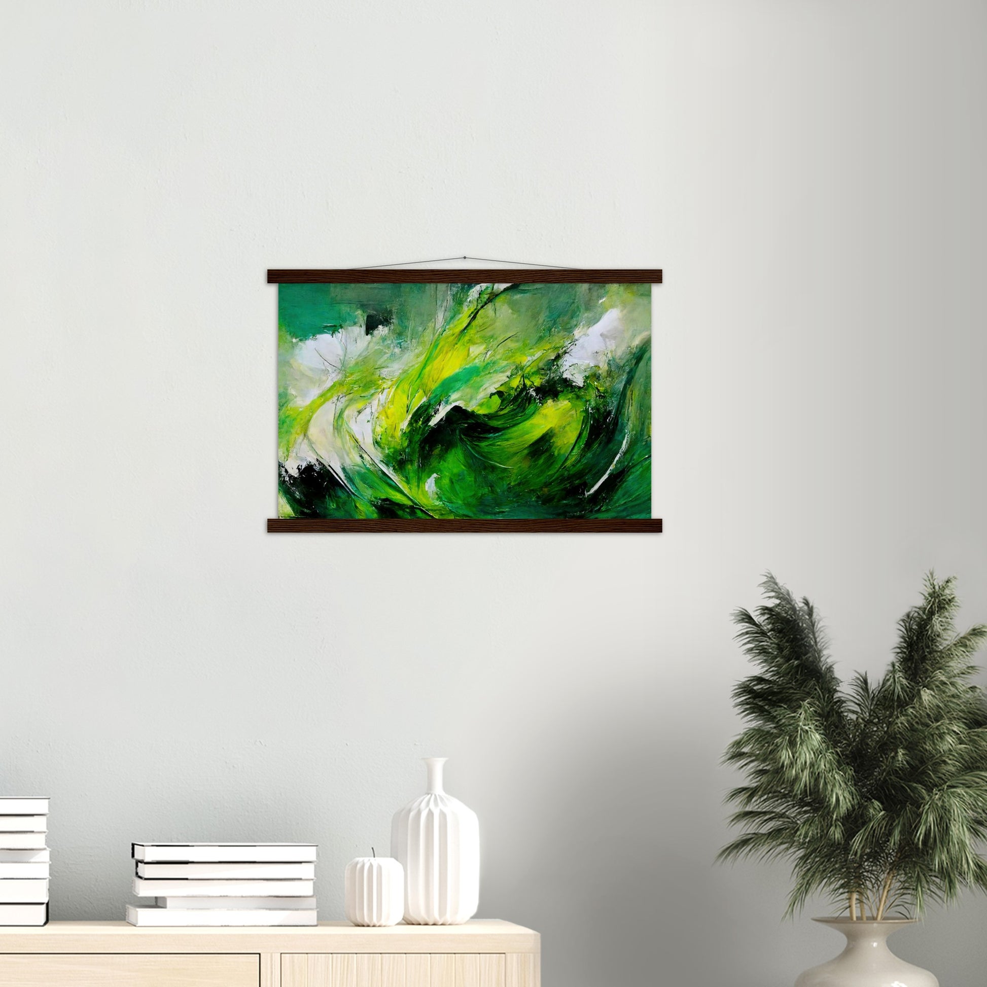 Poster mit Leisten (Holz) in Museumsqualität - Green Storm - Ölgemälde - Grüner Sturm - Abstract - Klima - Planet - Fineart - Green Sea - Wandkunst - Holzleisten - Poster with frame - Abstract Green Kollektion - artwork - art brand - printed cup personalized - pixelboys - Kunstdrucke - wandbilder - wall art - Kunst auf Tassen - Office Poster - Gastrotassen - Wanddekoration - Fineart  - Colorfull - Dynamic - Geschenkidee - Acrylkunst - Geschenkidee - Office Poster - Acryldruck - Abstrakte Kunst -