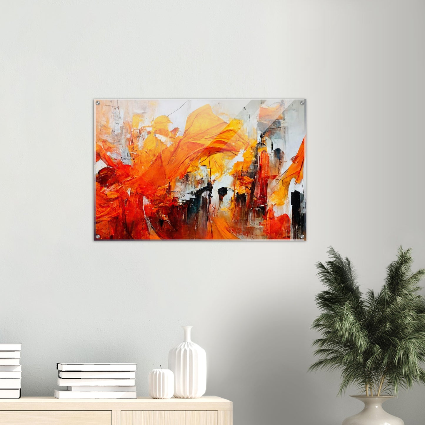 Acrylbild auf Glas - in Museumsqualität - “Urban Indian Summer“ - autumn - Neu-Delhi - Kalkutta- Ölgemälde - Abstract - India Art - Posterleisten - Fineart - Posterrahmen  - Wandkunst - Holzrahmen - Poster with frame - Abstract Orange - artwork - art brand - printed cup personalized - Holzleisten - pixelboys - Kunstdrucke - wandbilder - wall art - Kunst auf Tassen  - Office Poster - Gastrotassen - Wanddekoration - Fineart - Dynamic - Acrylkunst - Geschenkidee - Office Poster - Acryldruck - Abstrakte Kunst -