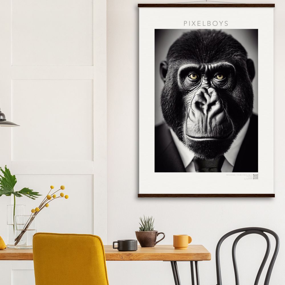 Poster mit Leisten (Holz) - Business Animals No. 1 "Albert" - Künstler: "John Grayst" Kunstdruck - Wandbild - Pixelboys - Atelier - Milano - Berlin - Munich - Madrid - New York - Dubai - Paris - Tokio - Rom - Lisbon - Ottawa - Bern Switzerland - Amsterdam - Seoul - Vancouver -