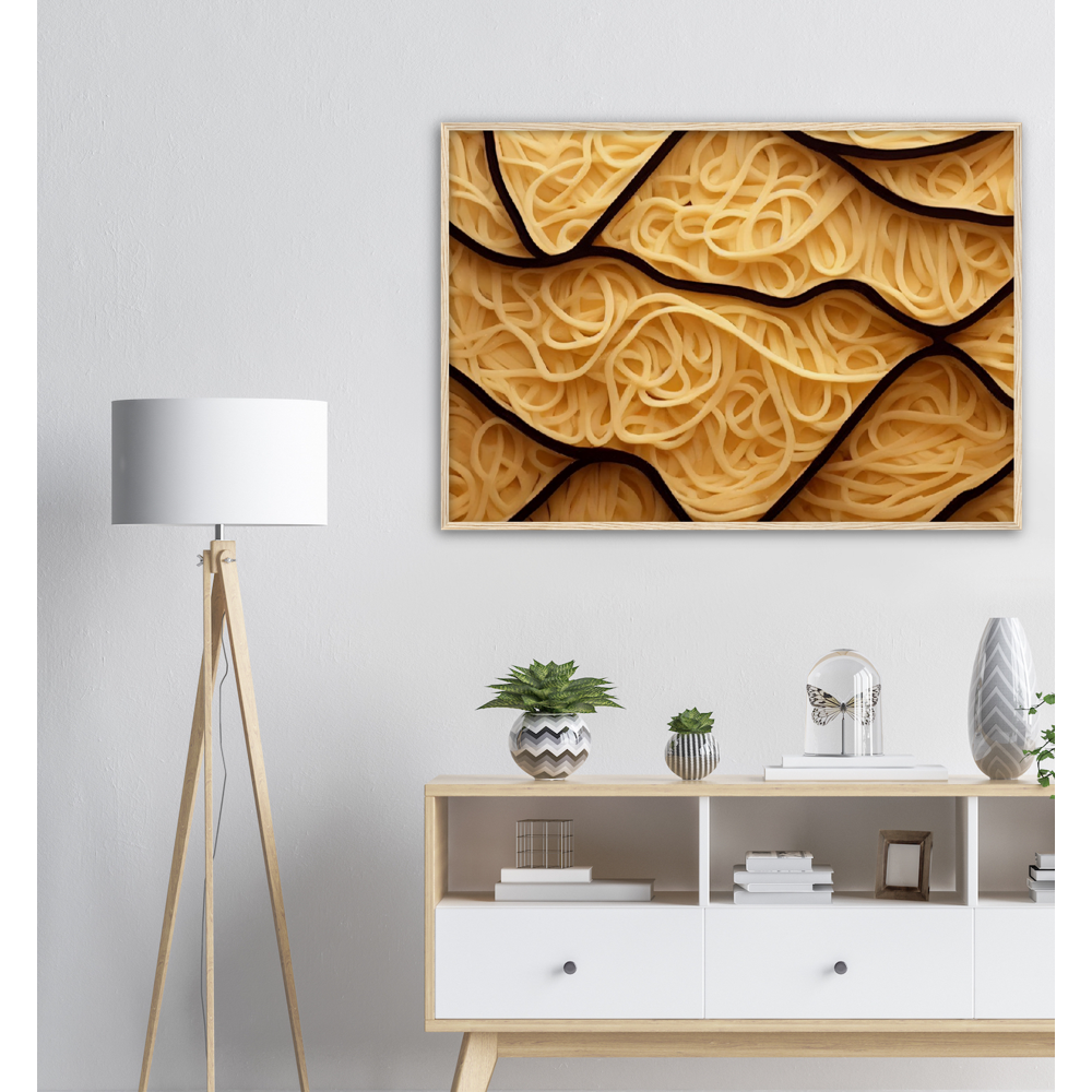 Poster mit Rahmen (Holz) - Spaghetti in shape - Pasta Love - Italien - China - Restaurant - Nudeln - Pasta - Teigwaren  - Wandkunst - Kunstdruck - Acryldruck - Kunstwerk - Office Poster - Poster mit Rahmen - Kaffee Tasse - Poster mit Leisten - Bedruckte Tassen - Kunst Marke - Art Brand - Kunstdrucke - Papier: 250g/qm - Künstler: Pixelboys - Poster with frame - Geschenkidee - Atelier Rome - Atelier Bologna - Atelier Milano -