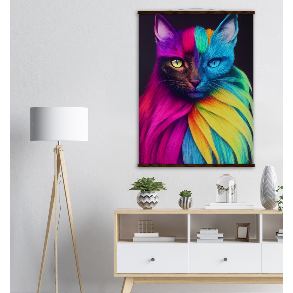 Poster mit Leisten - Mit edler Regenbogenkatze "Bella"