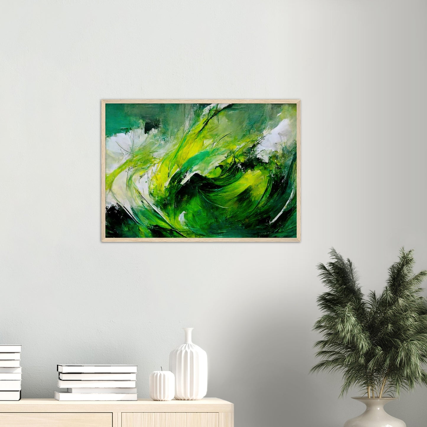 Poster mit Rahmen (Holz) in Museumsqualität - Green Storm - Ölgemälde - Grüner Sturm - Abstract - Klima - Planet - Fineart - Green Sea - Wandkunst - Holzrahmen - Poster with frame - Abstract Green Kollektion - artwork - art brand - printed cup personalized - pixelboys - Kunstdrucke - wandbilder - wall art - Kunst auf Tassen - vintage art - Office Poster - Gastrotassen - Wanddekoration - Fineart  - Colorfull - Dynamic - Geschenkidee - Acrylkunst - Geschenkidee - Office Poster - Acryldruck - Abstrakte Kunst -