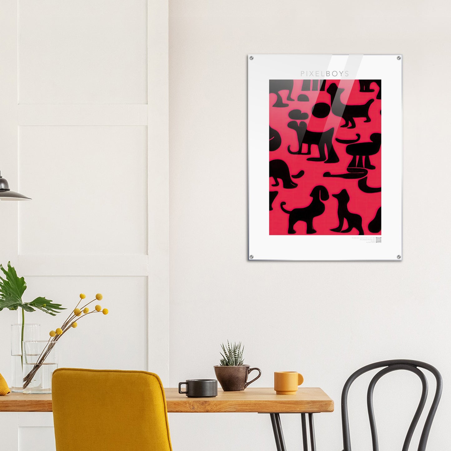  Acrylbild - in Museumsqualität - Doodlemania "weird animals on red"- No.2 - Hunde - Katzen - Doodle Kunst - dogs - Cats - gastro - Poster mit Rahmen - doodle artwork - Acrylbild - Kunstdruck - Wandbild - office Poster - Poster with frame -  Künstler: Pixelboys & The Unknown Artist Nb.517 - keith haring - anti stress art - Art Brand - Kunstdruck 