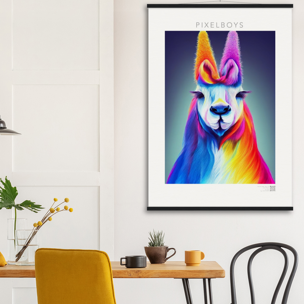 Poster mit Leisten - Karma Lama No. 2 - "Edna" - Wandbild - Edna Erverage - LGBTQI+ - Christopher Street Day - Pride Month - Lesbian - Gay - Bisexual - Transgender - Queer & Intersexual - rainbow flag - unicorn - einhorn - rainbow - regenbogen - heteronormativity - Drag Queens - Asexual - Künstler: "John Grayst" - Pixelboys - Atelier - Wandbild - Museum - Germany - Berlin - USA - America - New York City - Los Angeles - Chicago - Houston - Phoenix - Philadelphia - Paris - Rom -