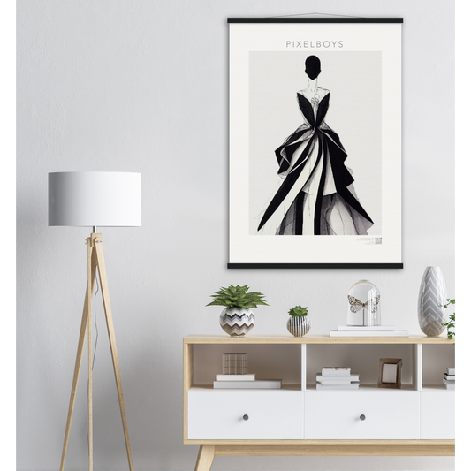 Poster Set mit Leisten aus Holz - Museumsqualität -Haute Couture - Haute Couture - No. 2 - "Louise"- Künstler: "The Unknown Artist Nb. 517" - Pixelboys - Atelier - Milano - New York - Dubai - Paris -Berlin - 