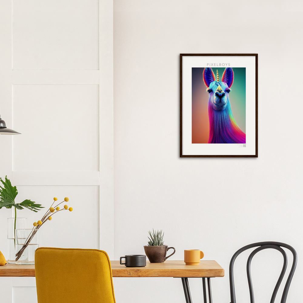 Poster mit Rahmen (Holz)- Karma Lama No. 3 - "Bob" - Wandbild - Bob the Drag Queen - LGBTQI+ - Christopher Street Day - Pride Month - Lesbian - Gay - Bisexual - Transgender - Queer & Intersexual - rainbow flag - unicorn - einhorn - rainbow - regenbogen - heteronormativity - Drag Queens - Asexual - Künstler: "John Grayst" - Pixelboys - Atelier - Acryldruck - Museum - Germany - Berlin - USA - America - New York City - Los Angeles - Chicago - Houston - Phoenix - Philadelphia - Paris - Rom -