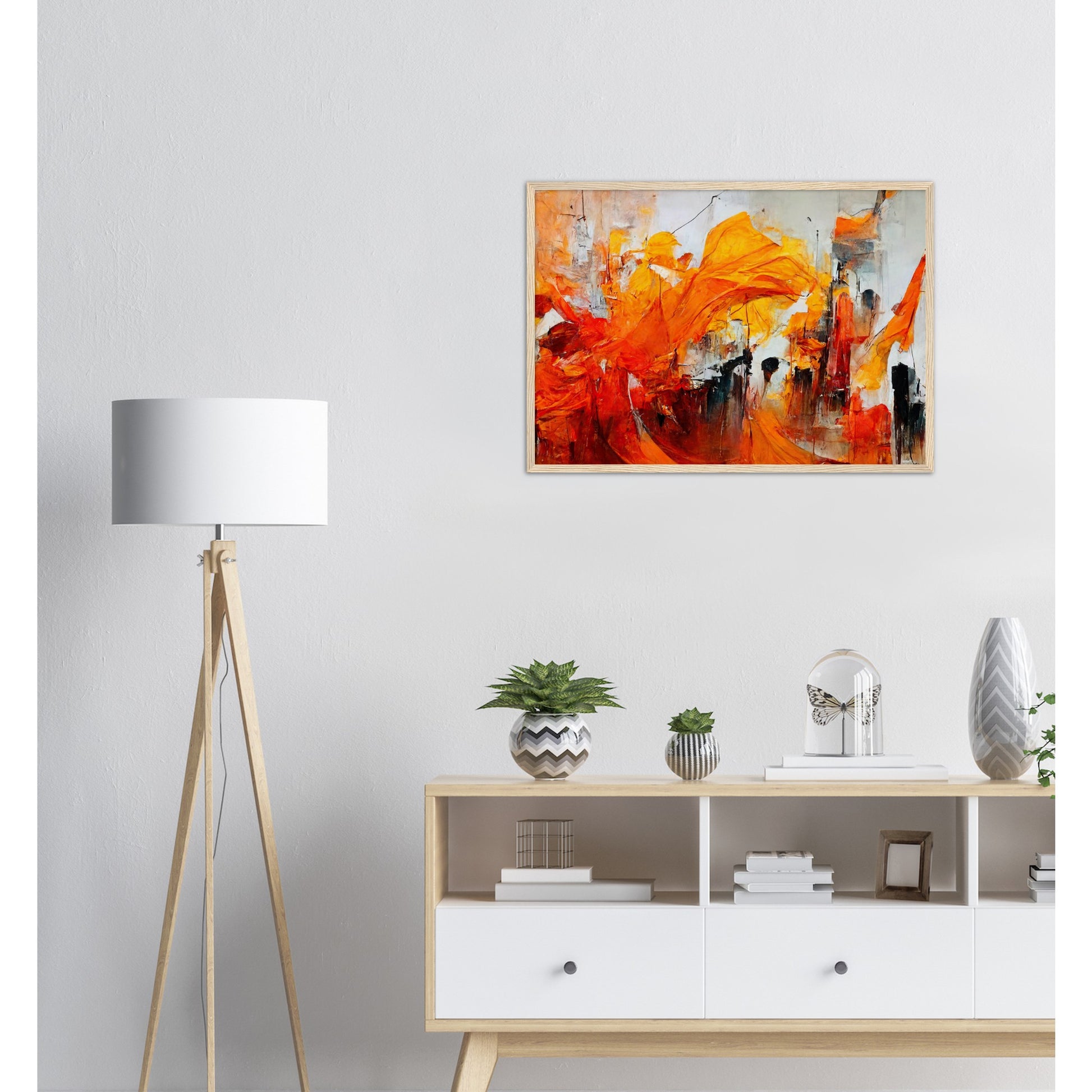 Poster mit Holzrahmen - in Museumsqualität - “Urban Indian Summer“ - autumn - Neu-Delhi - Kalkutta- Ölgemälde - Abstract - India Art - Posterleisten - Fineart - Posterrahmen  - Wandkunst - Holzrahmen - Poster with frame - Abstract Orange - artwork - art brand - printed cup personalized - Holzleisten - pixelboys - Kunstdrucke - wandbilder - wall art - Kunst auf Tassen  - Office Poster - Gastrotassen - Wanddekoration - Fineart  - Acrylkunst - Geschenkidee - Office Poster - Acryldruck - Abstrakte Kunst -