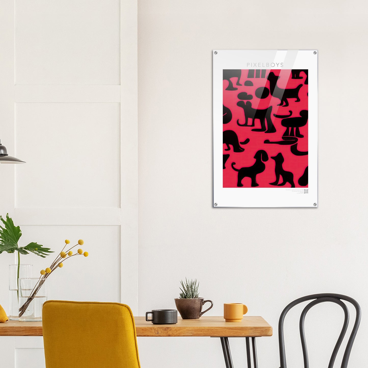  Acrylbild - in Museumsqualität - Doodlemania "weird animals on red"- No.2 - Hunde - Katzen - Doodle Kunst - dogs - Cats - gastro - Poster mit Rahmen - doodle artwork - Acrylbild - Kunstdruck - Wandbild - office Poster - Poster with frame -  Künstler: Pixelboys & The Unknown Artist Nb.517 - keith haring - anti stress art - Art Brand - Kunstdruck 