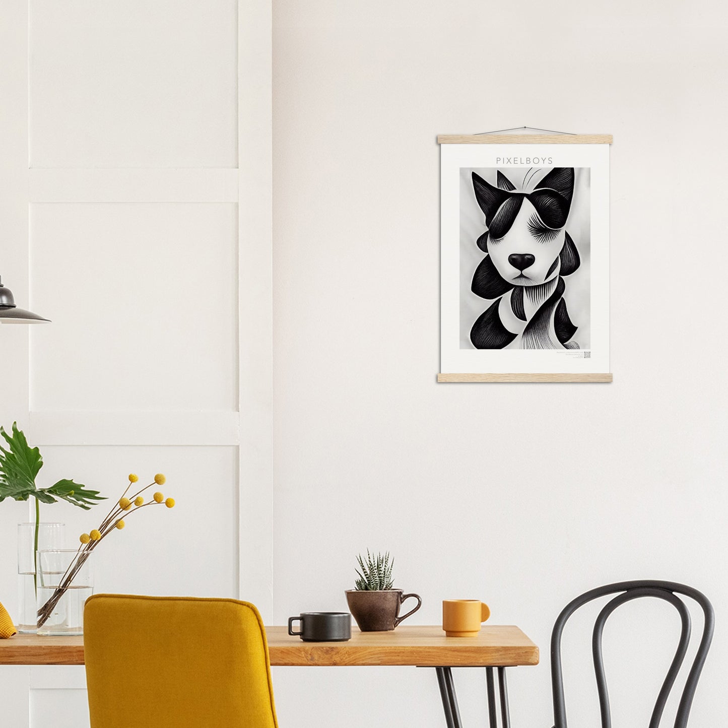 Poster mit Leisten (Holz) - in Museumsqualität - Doodlemania "a dog named Muffin"- No.4 - Wandbild - doodle mania art collection - wall art - Hunde - Doodle Kunst - dogs- doodle posters and art prints - Poster mit Rahmen - doodle artwork - Acrylbild - Kunstdruck - Wandbild - office Poster - Poster with frame -  Künstler: Pixelboys & The Unknown Artist Nb.517 - keith haring - Gastro Art - anti stress art - Art Brand - Kunstdruck -