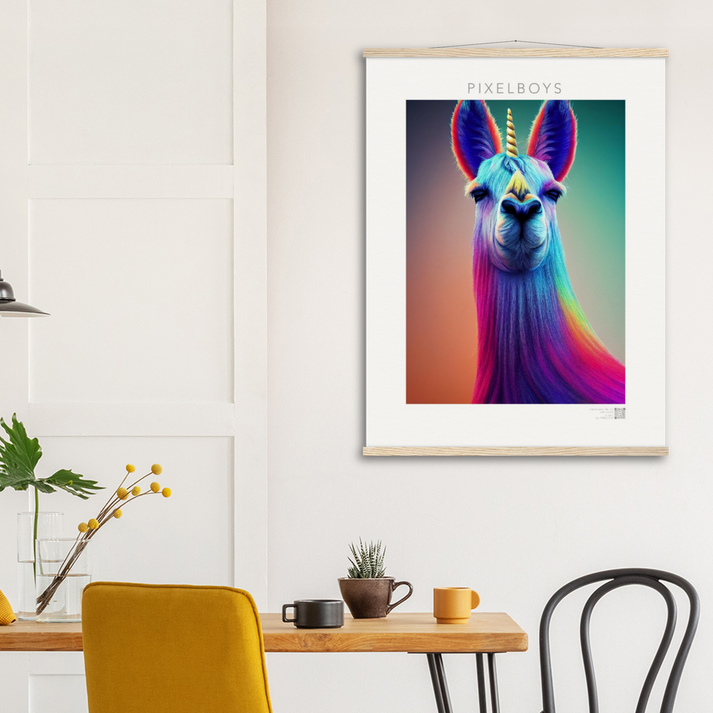 Poster mit Leisten (Holz)- Karma Lama No. 3 - "Bob" - Wandbild - Bob the Drag Queen - LGBTQI+ - Christopher Street Day - Pride Month - Lesbian - Gay - Bisexual - Transgender - Queer & Intersexual - rainbow flag - unicorn - einhorn - rainbow - regenbogen - heteronormativity - Drag Queens - Asexual - Künstler: "John Grayst" - Pixelboys - Atelier - Acryldruck - Museum - Germany - Berlin - USA - America - New York City - Los Angeles - Chicago - Houston - Phoenix - Philadelphia - Paris - Rom -