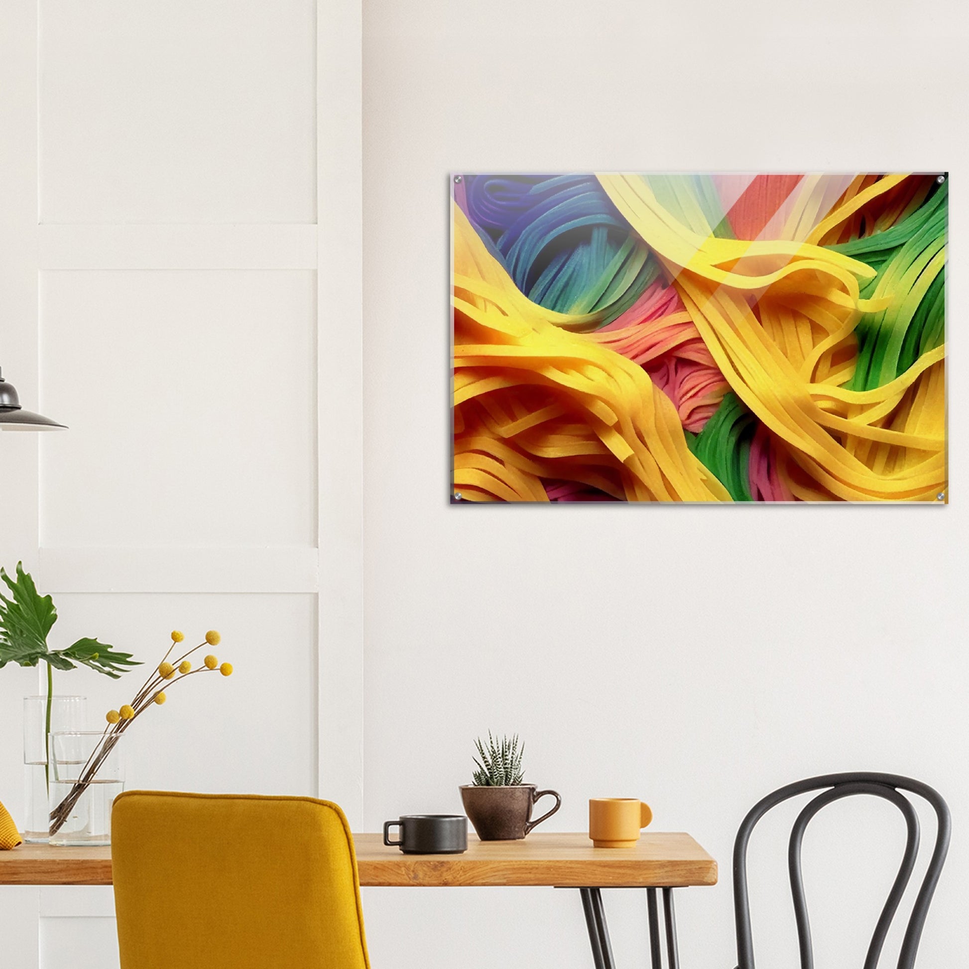 Acrylbild - Noodles upside-down - Pasta Love - Italien - China - Restaurant - Nudeln - Pasta - Teigwaren  - Wandkunst - Kunstdruck - Acryldruck - Kunstwerk - Office Poster - Poster mit Rahmen - Kaffee Tasse - Poster mit Leisten - Bedruckte Tassen - Kunst Marke - Art Brand - Kunstdrucke - Papier: 250g/qm - Künstler: Pixelboys - Poster with frame - Geschenkidee - Atelier Rome - Atelier Bologna - Atelier Milano -