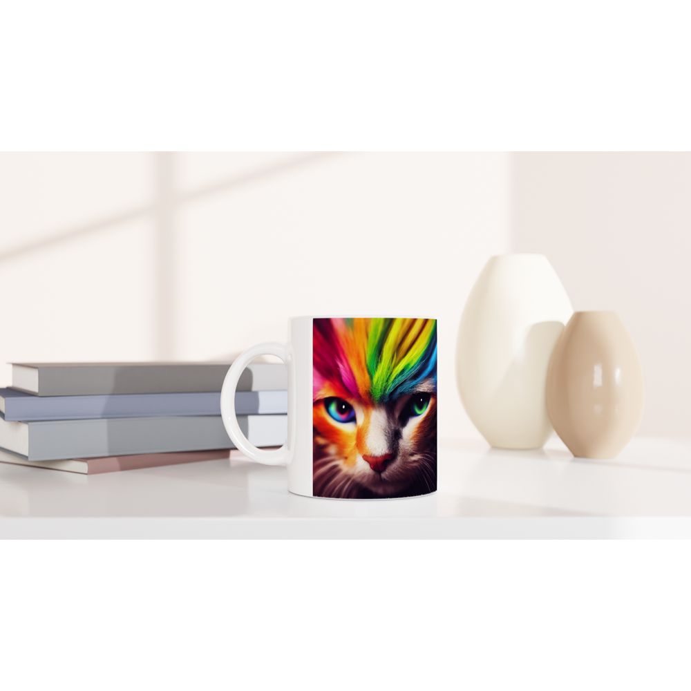 Personalisierte Tasse - Die bunte Katzen Löwin "Nala" - Personalisierte Tasse mit Katzen Motiv 