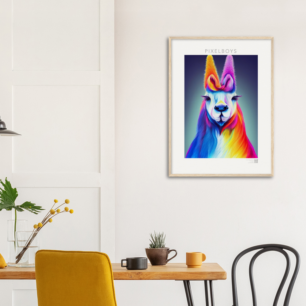 Poster mit Rahmen - Karma Lama No. 2 - "Edna" - Wandbild - Edna Erverage - LGBTQI+ - Christopher Street Day - Pride Month - Lesbian - Gay - Bisexual - Transgender - Queer & Intersexual - rainbow flag - unicorn - einhorn - rainbow - regenbogen - heteronormativity - Drag Queens - Asexual - Künstler: "John Grayst" - Pixelboys - Atelier - Wandbild - Museum - Germany - Berlin - USA - America - New York City - Los Angeles - Chicago - Houston - Phoenix - Philadelphia - Paris - Rom -