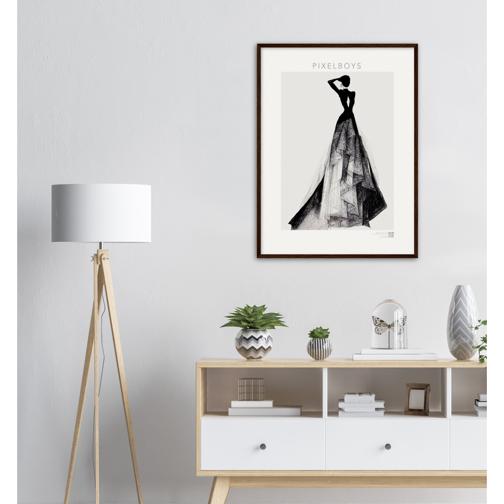 Poster Set mit Rahmen aus Holz in Museumsqualität - Haute Couture - Haute Couture - No. 3 - "Emma"- Künstler: "The Unknown Artist Nb. 517" Wandbilder - Kunstdrucke - Pixelboys - Atelier - Milano - Berlin - Munich - New York - Dubai - Paris - Tokio - 