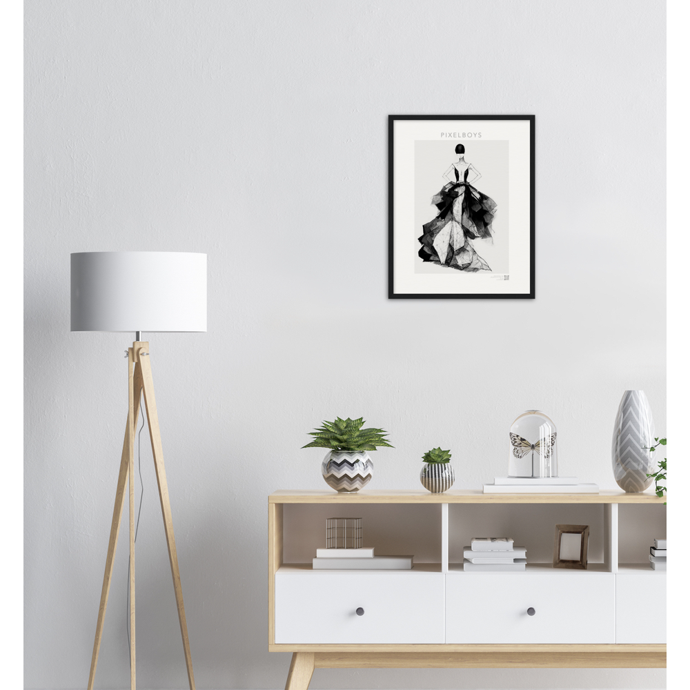 Haute Couture - Poster Set mit Rahmen aus Holz - Haute Couture - No. 7 - "Rose" - Künstler: "The Unknown Artist Nb. 517" Wandbilder - Pixelboys - Atelier - Milano - Berlin - Munich - Madrid - New York - Dubai - Paris - Tokio - Rom - Lisbon - Ottawa - Bern Switzerland -