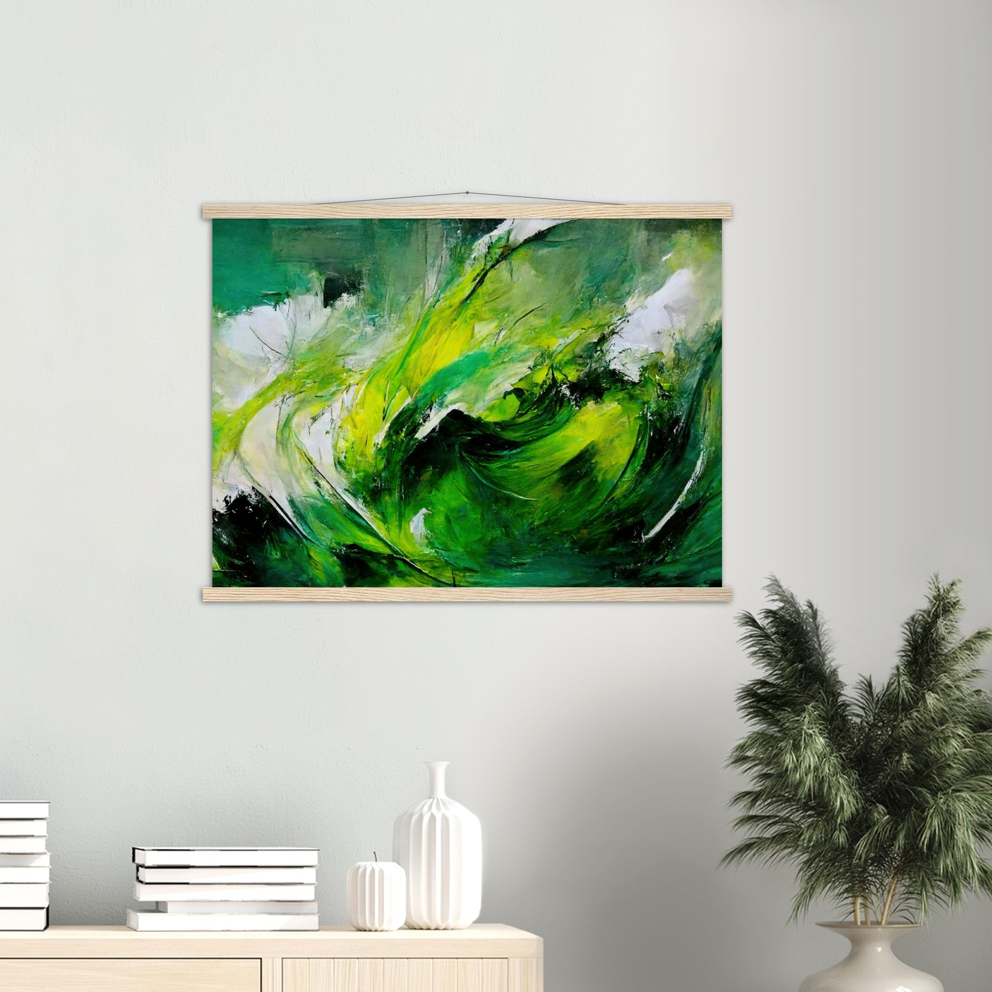 Poster mit Leisten (Holz) in Museumsqualität - Green Storm - Ölgemälde - Grüner Sturm - Abstract - Klima - Planet - Fineart - Green Sea - Wandkunst - Holzleisten - Poster with frame - Abstract Green Kollektion - artwork - art brand - printed cup personalized - pixelboys - Kunstdrucke - wandbilder - wall art - Kunst auf Tassen - Office Poster - Gastrotassen - Wanddekoration - Fineart  - Colorfull - Dynamic - Geschenkidee - Acrylkunst - Geschenkidee - Office Poster - Acryldruck - Abstrakte Kunst -