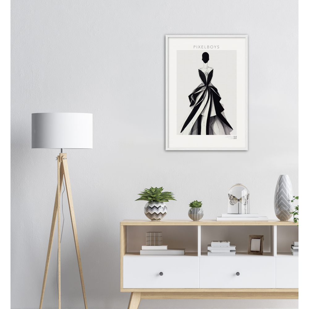 Poster Set mit Rahmen aus Holz in Museumsqualität -Haute Couture - Haute Couture - No. 2 - "Louise"- Künstler: "The Unknown Artist Nb. 517" - Pixelboys - Atelier - Paris - New York - Dubai - Milano -