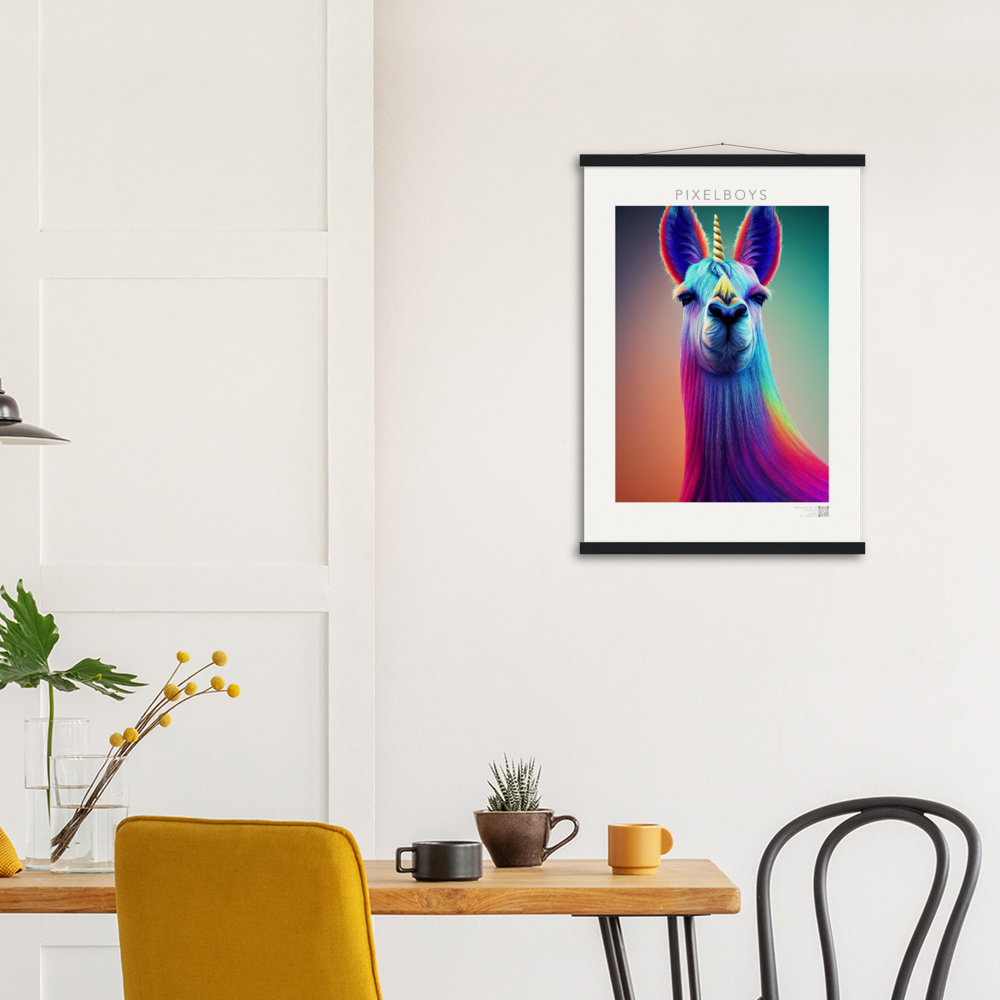 Poster mit Leisten (Holz)- Karma Lama No. 3 - "Bob" - Wandbild - Bob the Drag Queen - LGBTQI+ - Christopher Street Day - Pride Month - Lesbian - Gay - Bisexual - Transgender - Queer & Intersexual - rainbow flag - unicorn - einhorn - rainbow - regenbogen - heteronormativity - Drag Queens - Asexual - Künstler: "John Grayst" - Pixelboys - Atelier - Acryldruck - Museum - Germany - Berlin - USA - America - New York City - Los Angeles - Chicago - Houston - Phoenix - Philadelphia - Paris - Rom -