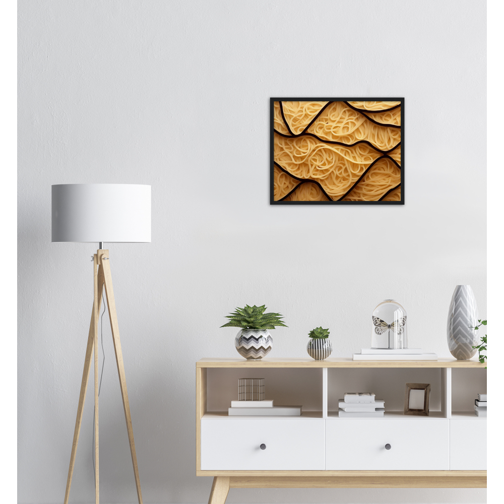 Poster mit Rahmen (Holz) - Spaghetti in shape - Pasta Love - Italien - China - Restaurant - Nudeln - Pasta - Teigwaren  - Wandkunst - Kunstdruck - Acryldruck - Kunstwerk - Office Poster - Poster mit Rahmen - Kaffee Tasse - Poster mit Leisten - Bedruckte Tassen - Kunst Marke - Art Brand - Kunstdrucke - Papier: 250g/qm - Künstler: Pixelboys - Poster with frame - Geschenkidee - Atelier Rome - Atelier Bologna - Atelier Milano -