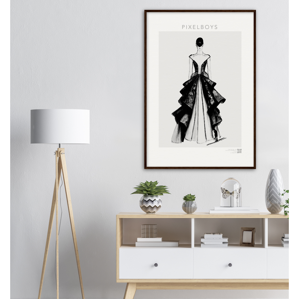 Haute Couture - Poster Set mit Rahmen aus Holz - Haute Couture - No. 6 - "Lina" - Künstler: "The Unknown Artist Nb. 517" Wandbilder - Pixelboys - Atelier - Milano - Berlin - Munich - Madrid - New York - Dubai - Paris - Tokio - Rom - Lisbon -