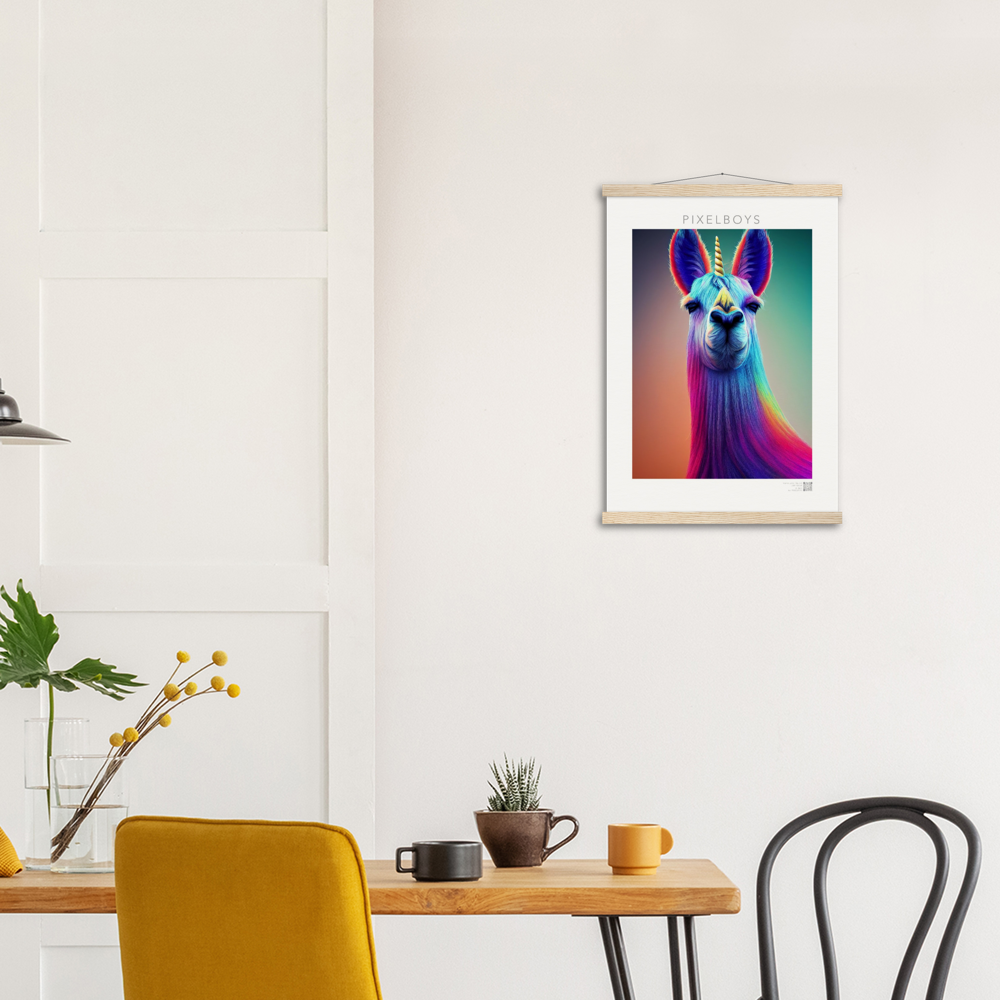 Poster mit Leisten (Holz)- Karma Lama No. 3 - "Bob" - Wandbild - Bob the Drag Queen - LGBTQI+ - Christopher Street Day - Pride Month - Lesbian - Gay - Bisexual - Transgender - Queer & Intersexual - rainbow flag - unicorn - einhorn - rainbow - regenbogen - heteronormativity - Drag Queens - Asexual - Künstler: "John Grayst" - Pixelboys - Atelier - Acryldruck - Museum - Germany - Berlin - USA - America - New York City - Los Angeles - Chicago - Houston - Phoenix - Philadelphia - Paris - Rom -