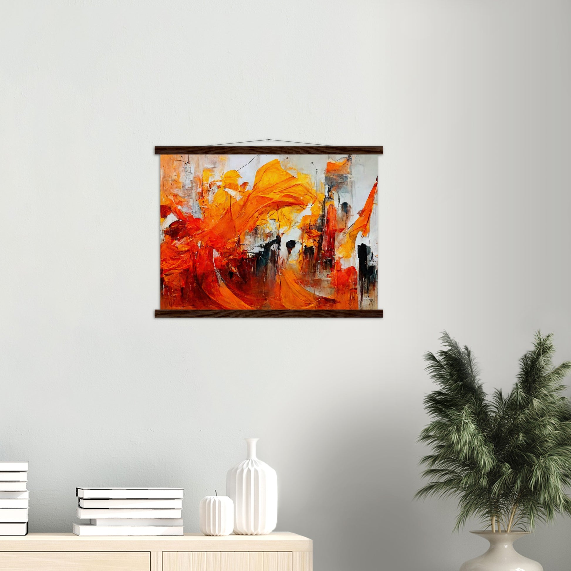 Poster mit Holzleisten - “Urban Indian Summer“ - autumn - Neu-Delhi - Kalkutta- Ölgemälde - Abstract - India Art - Posterleisten - Fineart - Posterrahmen  - Wandkunst - Holzrahmen - Poster with frame - Abstract Orange - artwork - art brand - printed cup personalized - Holzleisten - pixelboys - Kunstdrucke - wandbilder - wall art - Kunst auf Tassen  - Office Poster - Gastrotassen - Wanddekoration - Fineart - Dynamic - Acrylkunst - Geschenkidee - Office Poster - Acryldruck - Abstrakte Kunst -