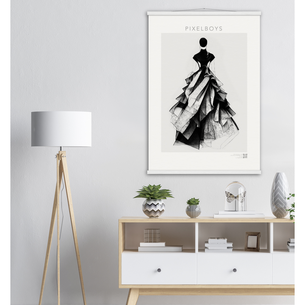 Haute Couture Poster Set mit Leisten aus Holz - Wandbild - Haute Couture - No. 5 - "Ambre" - Künstler: "The Unknown Artist Nb. 517" Wandbilder - Kunstdrucke - Pixelboys - Atelier - Milano - Berlin - Munich - Madrid - New York - Dubai - Paris - Tokio - Rom -