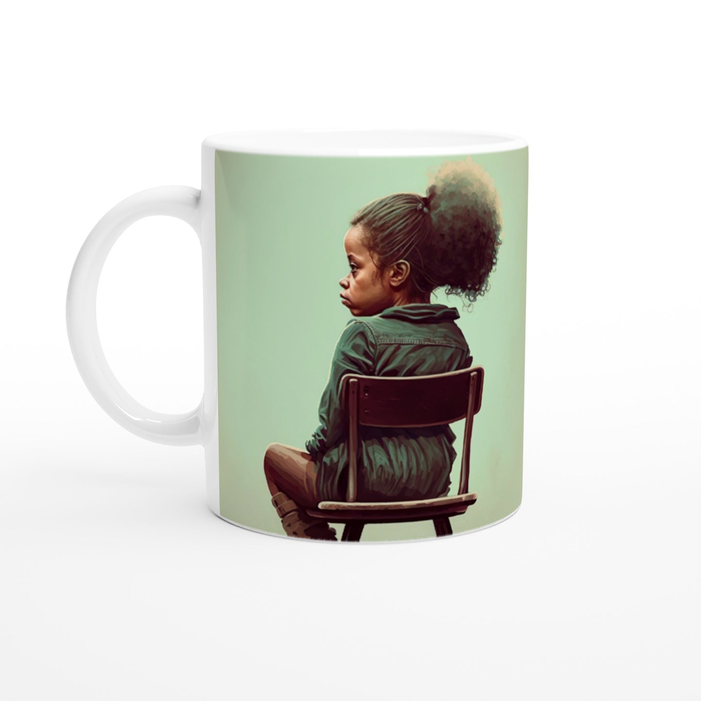 Personalisierte Tasse (bedruckt) - in Museumsqualität - Listening - The daughter - Jessica - rasism - motherhood - Posterleisten - USA - Fineart - Posterrahmen  - Wandkunst - Holzrahmen - Poster with frame - people of color - artwork - art brand - printed cup personalized - Holzleisten - pixelboys - Kunstdrucke - wandbilder - wall art - Kunst auf Tassen  - Office Poster - Gastrotassen - Wanddekoration - Acrylkunst - Geschenkidee - Office Poster - Acryldruck - Abstrakte Kunst - Family Art -