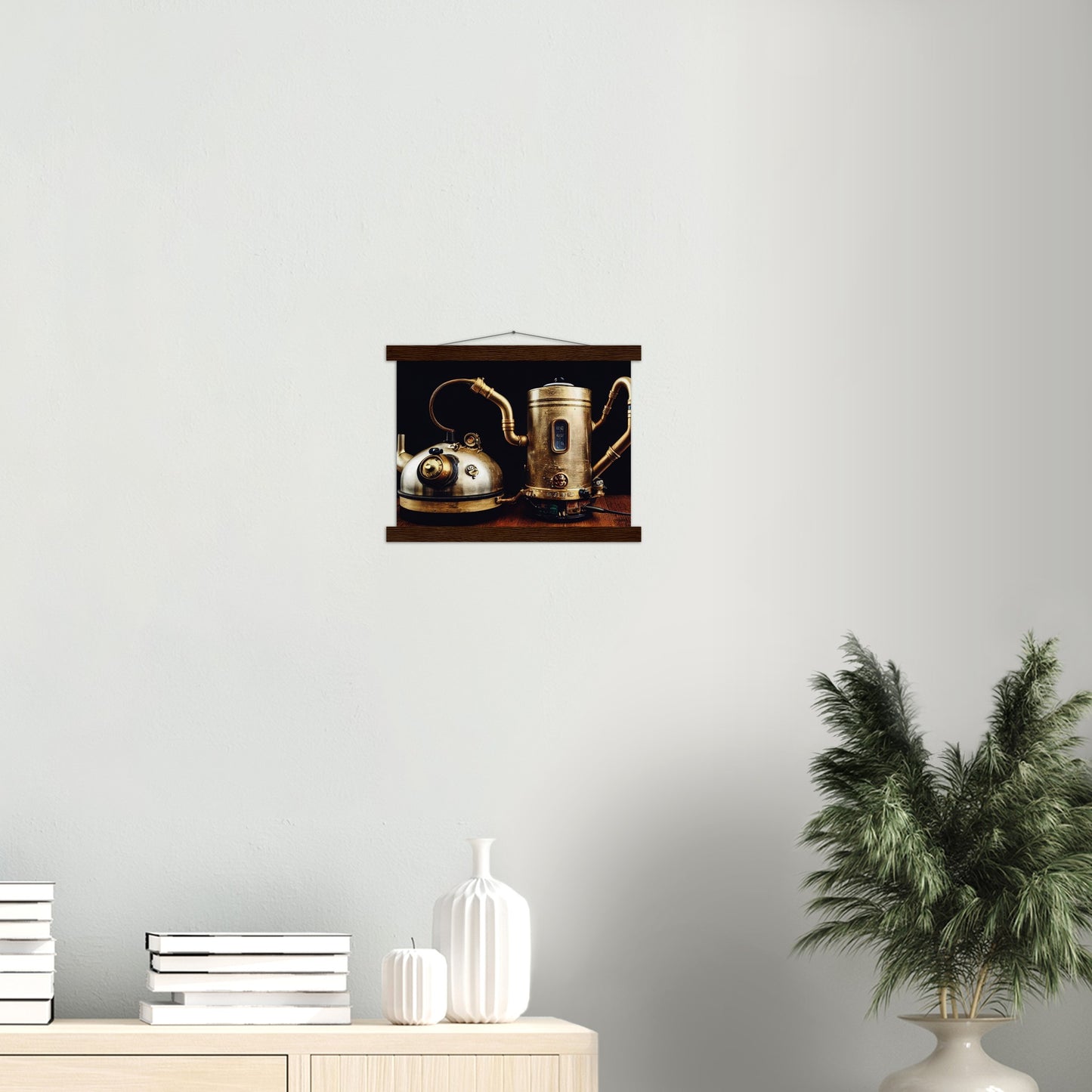 Poster mit Leisten (Holz) in Museumsqualität - Steampunk - Coffee Maker - No.3 - Collection Cup - Pixelboys - Wandbild - Kunstwerk - Hotelkunst - Kunst auf Postern - Fine Art - Steampunk - Future - Maschine - Poster with frame - Office Poster - Art Brand - Pixelboys - Coffee House - Restaurant Poster - Wall Art - Kunstdruck - Geschenkidee - Kunst auf Acrylglas - Future Coffee Cup - Personalisierbare Tasse - Gastro Tasse - exklusiv - Gastronomie Poster - Hotelposter - Steam Punk Kitchen - 