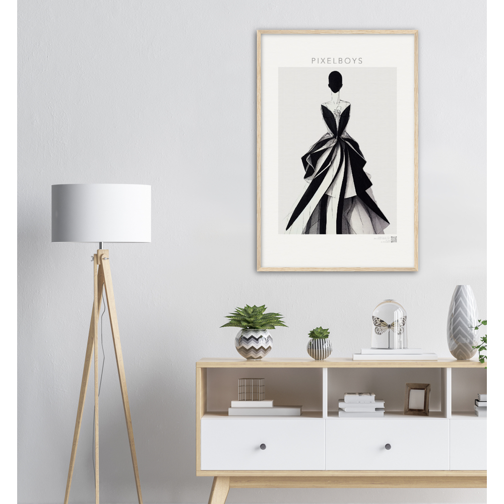 Poster Set mit Rahmen aus Holz in Museumsqualität -Haute Couture - Haute Couture - No. 2 - "Louise"- Künstler: "The Unknown Artist Nb. 517" - Pixelboys - Atelier - Paris - New York - Dubai - Milano -