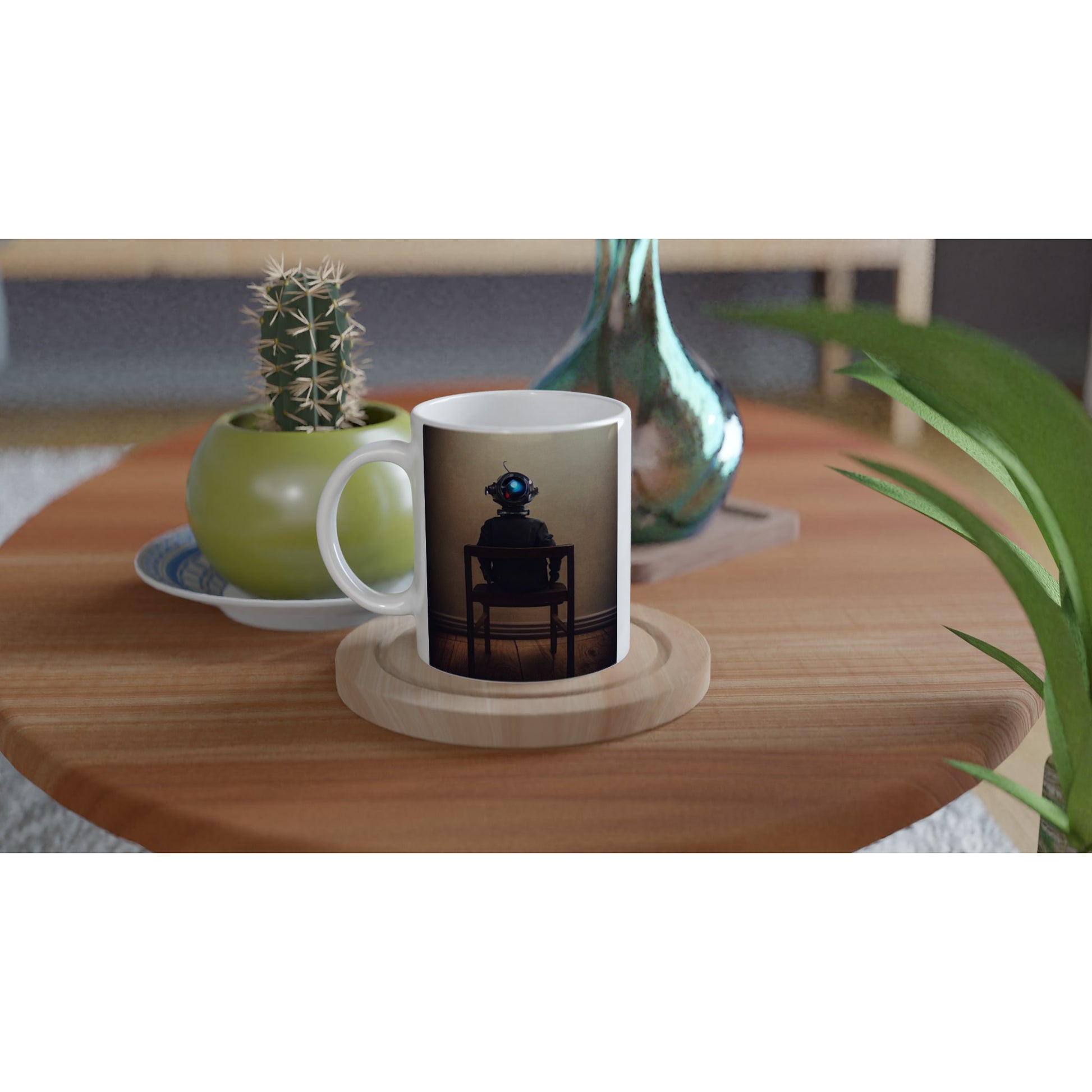 Personalisierbare Tasse - Sad Robots - 2022 - "Lonely"- No.2 - Wandkunst - Customizable Coffee Cup - Museumsqualität - Kunstdruck - Traurige Roboter - Steampunk - Acryldruck - Sad Robots - Maschine - Personalized Gifts - Terminator - blech - traurig - sad - nr.5 lebt - zukunft - Kunstwerk - Office Poster - Poster mit Rahmen - Kaffee Tasse - Poster mit Leisten - Bedruckte Tassen - Kunst Marke - Art Brand - Wandbild - Kunstdrucke - Künstler: John Grayst & Pixelboys - emotional robots - Geschenkidee -