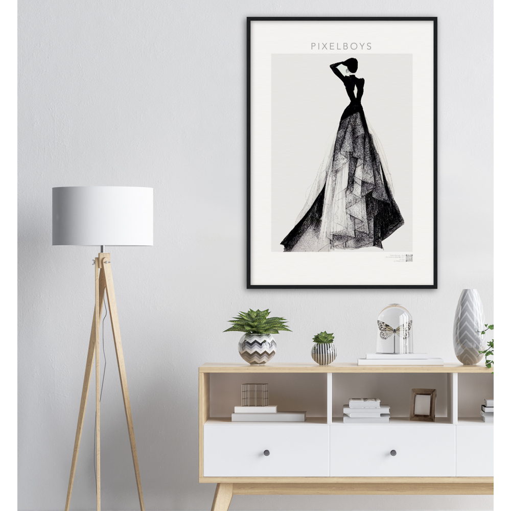 Poster Set mit Rahmen aus Holz in Museumsqualität - Haute Couture - Haute Couture - No. 3 - "Emma"- Künstler: "The Unknown Artist Nb. 517" Wandbilder - Kunstdrucke - Pixelboys - Atelier - Milano - Berlin - Munich - New York - Dubai - Paris - Tokio - 