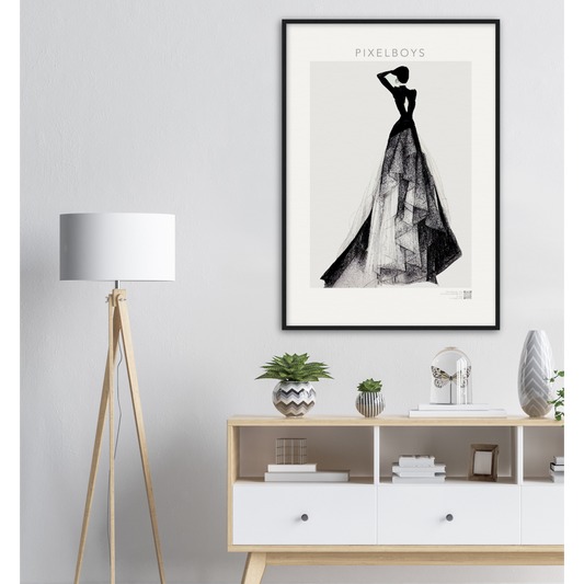 Poster Set mit Rahmen aus Holz in Museumsqualität - Haute Couture - Haute Couture - No. 3 - "Emma"- Künstler: "The Unknown Artist Nb. 517" Wandbilder - Kunstdrucke - Pixelboys - Atelier - Milano - Berlin - Munich - New York - Dubai - Paris - Tokio - 