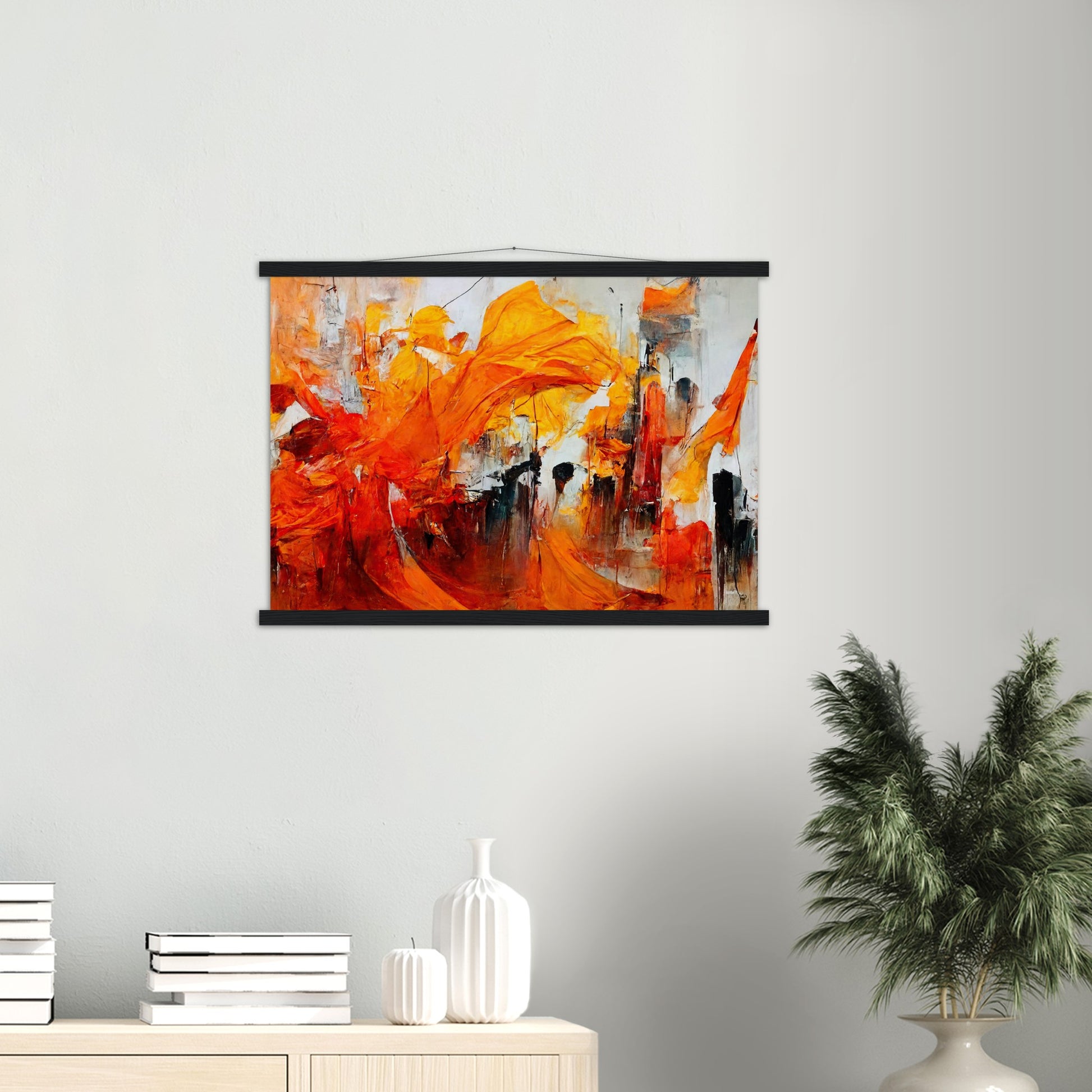 Poster mit Holzleisten - “Urban Indian Summer“ - autumn - Neu-Delhi - Kalkutta- Ölgemälde - Abstract - India Art - Posterleisten - Fineart - Posterrahmen  - Wandkunst - Holzrahmen - Poster with frame - Abstract Orange - artwork - art brand - printed cup personalized - Holzleisten - pixelboys - Kunstdrucke - wandbilder - wall art - Kunst auf Tassen  - Office Poster - Gastrotassen - Wanddekoration - Fineart - Dynamic - Acrylkunst - Geschenkidee - Office Poster - Acryldruck - Abstrakte Kunst -