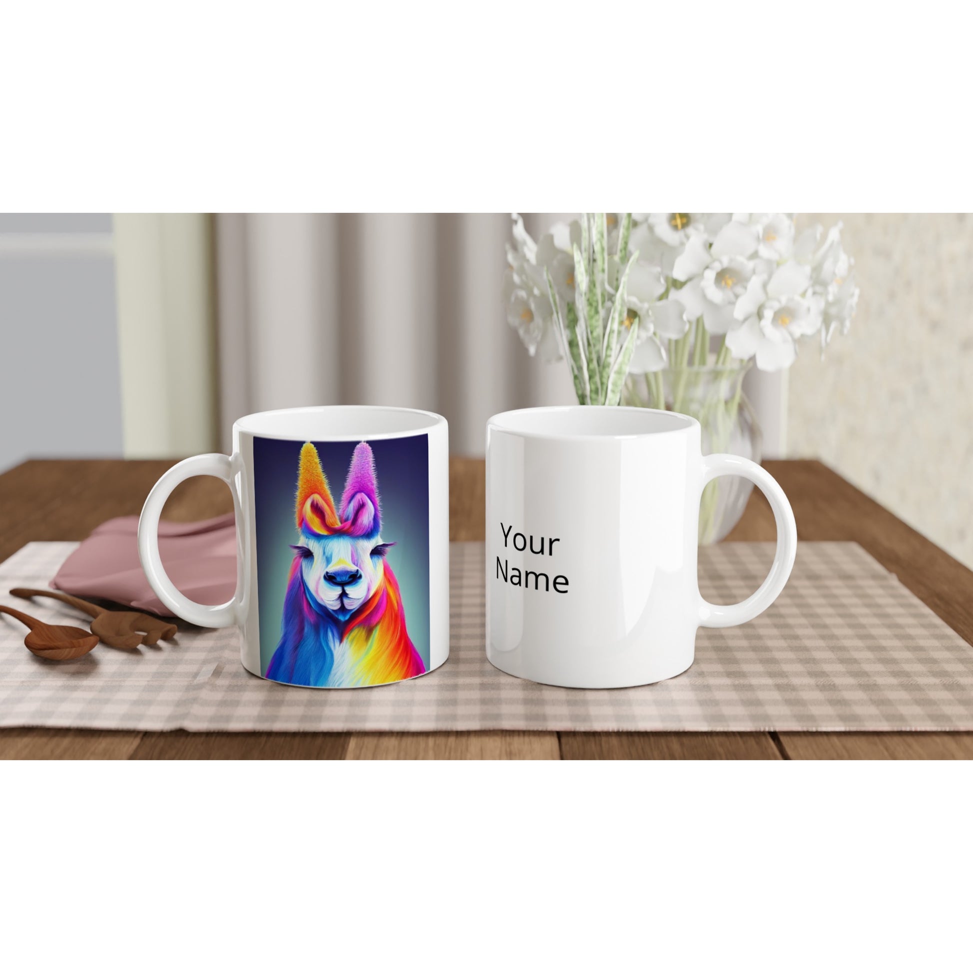 Personalisierbare Tasse - Karma Lama No. 2 - "Edna" - Poster with Lama - Teebecher - Animal - rainbow colors - bunt - multicoloured - Wandkunst - Kunstdruck - Acryldruck - Kunstwerk - Office Poster - Poster mit Rahmen - Kaffee Tasse - Poster mit Leisten - Bedruckte Tassen - Kunst Marke - Art Brand - Kunstdrucke - Papier: 250g/qm - Künstler: Pixelboys/Grayst - Office Poster - Poster with frame - lgbtiq+ - Drag Queens - RuPaul's- Geschenkidee - 