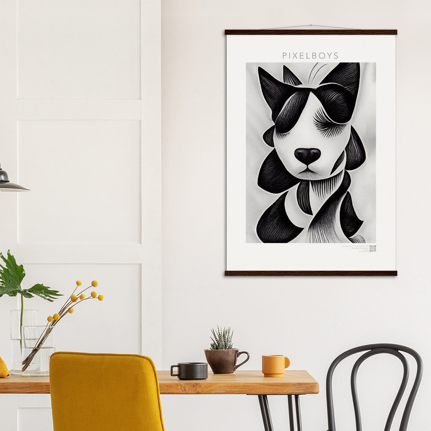 Poster mit Leisten (Holz) - in Museumsqualität - Doodlemania "a dog named Muffin"- No.4 - Wandbild - doodle mania art collection - wall art - Hunde - Doodle Kunst - dogs- doodle posters and art prints - Poster mit Rahmen - doodle artwork - Acrylbild - Kunstdruck - Wandbild - office Poster - Poster with frame -  Künstler: Pixelboys & The Unknown Artist Nb.517 - keith haring - Gastro Art - anti stress art - Art Brand - Kunstdruck -