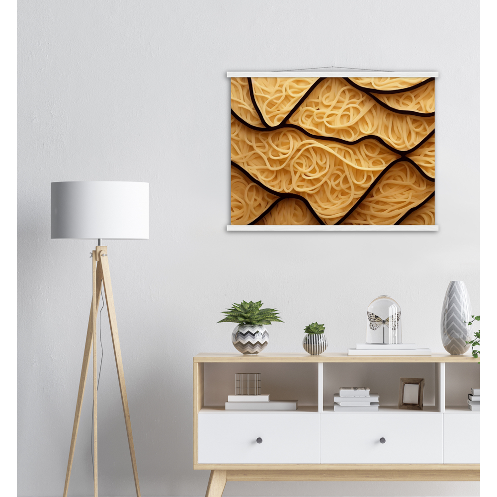 Poster mit Leisten - Spaghetti in shape - Pasta Love - Italien - China - Restaurant - Nudeln - Pasta - Teigwaren  - Wandkunst - Kunstdruck - Acryldruck - Kunstwerk - Office Poster - Poster mit Rahmen - Kaffee Tasse - Poster mit Leisten - Bedruckte Tassen - Kunst Marke - Art Brand - Kunstdrucke - Papier: 250g/qm - Künstler: Pixelboys - Poster with frame - Geschenkidee - Atelier Rome - Atelier Bologna - Atelier Milano -