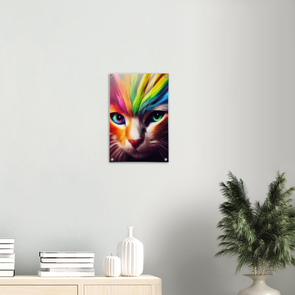 Acrylbild - Die bunte Katzen Löwin "Nala" Acryldrucke mit Katzenmotiven - Poster Online Show - Wallart - XXL Wandbilder