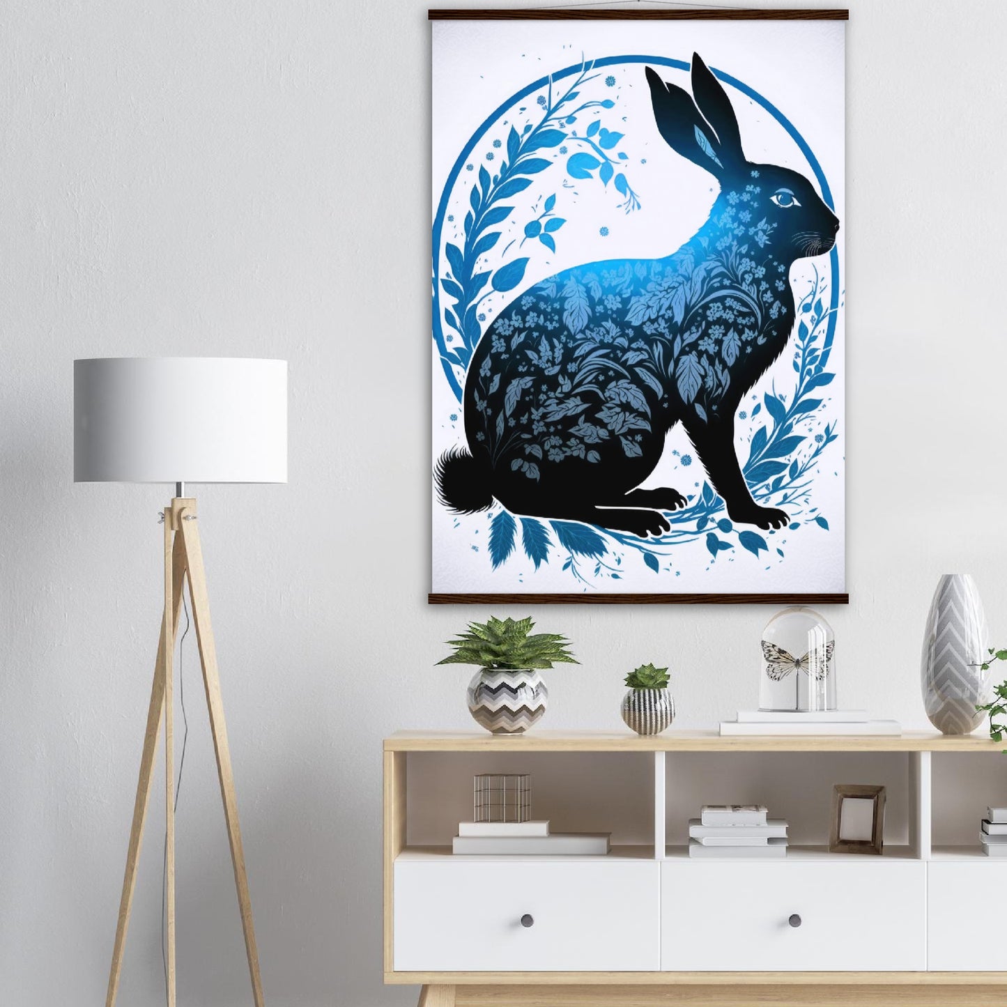 Poster mit Holzleisten - 癸卯 - Water Rabbit