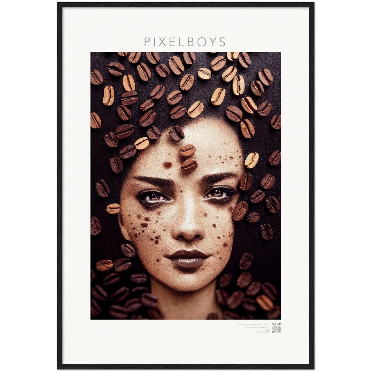 Poster mit Rahmen (Holz)- in Museumsqualität - Brazilian Vibes No. 1 "Maria" - Kaffeebohnen - Caffè Americano - Latina- Brasil - Bäckerei - Wandkunst - Kunstdruck - Acryldruck - Kunstwerk - Office Poster - Poster mit Rahmen - Kaffee Tasse - Poster mit Leisten - Bedruckte Tassen - Kunst Marke - Art Brand - Kunstdrucke - Papier: 250g/qm - Künstler: Pixelboys - Office Poster - Poster with frame - Geschenkidee - Kaffee Liebe - amor de café - Kaffeehaus - Coffee to go 