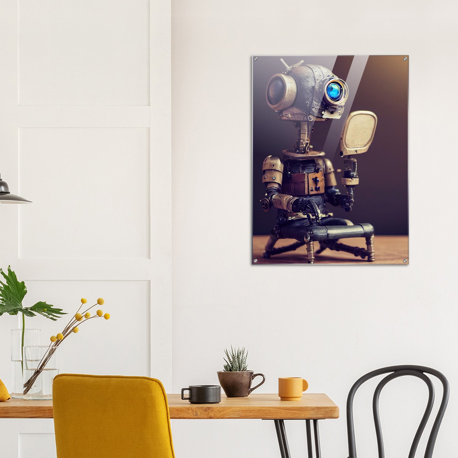 crylbild - in Museumsqualität - Tiny robot with a mirror - Hitoshi 人 - Wall Art - Spiegel - Acryldruck - Wandkunst - Customizable Coffee Cup - Personalized Gifts - Kunstdruck - Kleine Roboter - Acryldruck - Little Robots - Personalized Gifts - Tiny  - Steampunk - zukunft - Poster with frame - Kunstwerk - Office Poster - Poster mit Rahmen - Kaffee Tasse - Poster - Bedruckte Tassen - Kunst Marke - Art Brand - Kunstdrucke - Künstler: John Grayst & Pixelboys - emotional robots - Geschenkidee - 