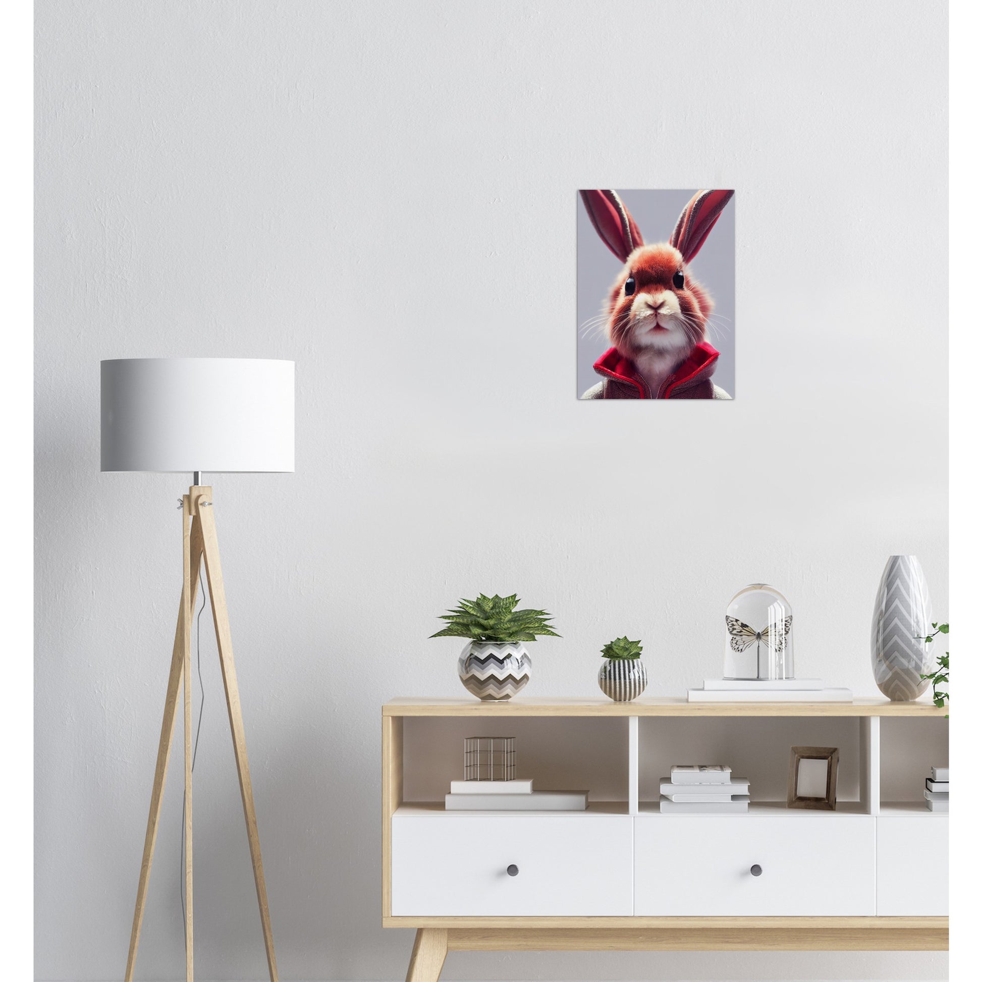 Poster in Museumsqualität - Bunny in grey red tracksuit - "Julius" - personalized mug - customized mug - Cute rabbit - Marke:- Pixelboys - Brand - Art Prints - Marke - Wandkunst - Papierstärke: 250g/qm - Wall Art - Bunny crey - Skater Betty - Hasen Gang - Original - Künstler:Pixelboys - Poster with frame - Office Poster - Trend - Wandschmuck - Atelier USA - 