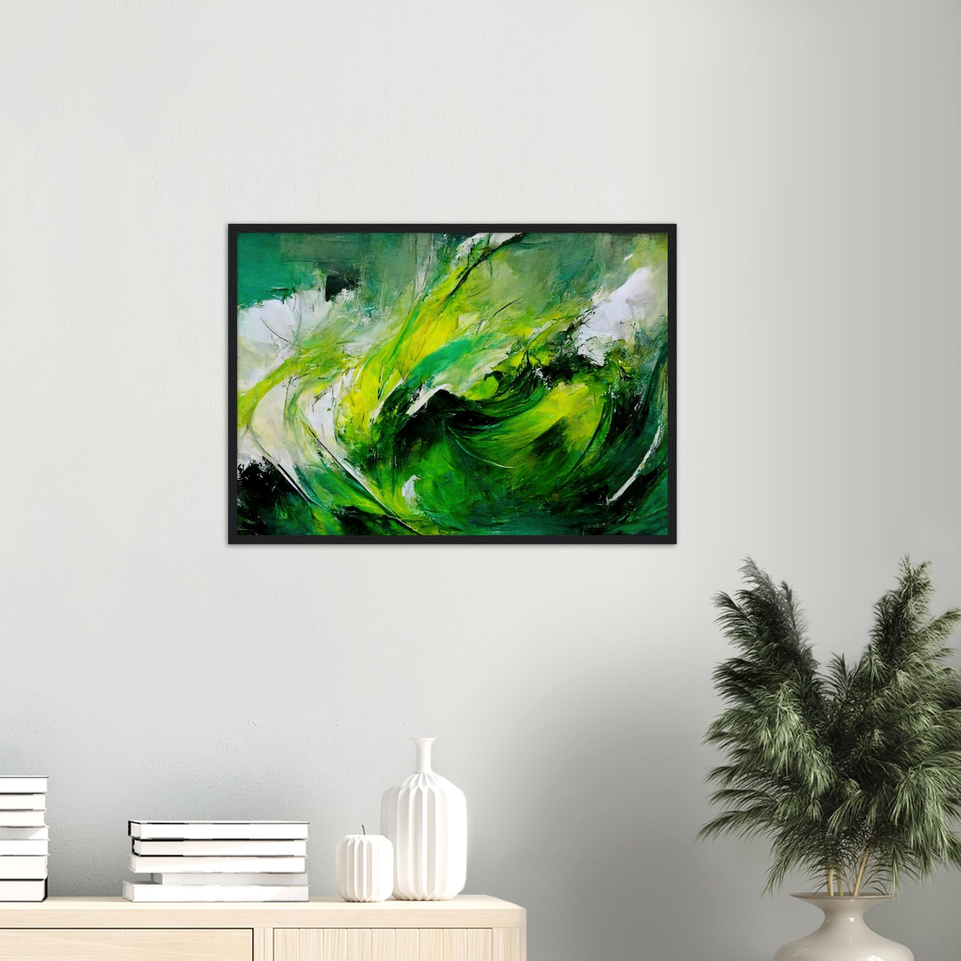 Poster mit Rahmen (Holz) in Museumsqualität - Green Storm - Ölgemälde - Grüner Sturm - Abstract - Klima - Planet - Fineart - Green Sea - Wandkunst - Holzrahmen - Poster with frame - Abstract Green Kollektion - artwork - art brand - printed cup personalized - pixelboys - Kunstdrucke - wandbilder - wall art - Kunst auf Tassen - vintage art - Office Poster - Gastrotassen - Wanddekoration - Fineart  - Colorfull - Dynamic - Geschenkidee - Acrylkunst - Geschenkidee - Office Poster - Acryldruck - Abstrakte Kunst -