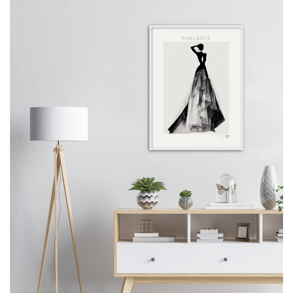Poster Set mit Rahmen aus Holz in Museumsqualität - Haute Couture - Haute Couture - No. 3 - "Emma"- Künstler: "The Unknown Artist Nb. 517" Wandbilder - Kunstdrucke - Pixelboys - Atelier - Milano - Berlin - Munich - New York - Dubai - Paris - Tokio - 