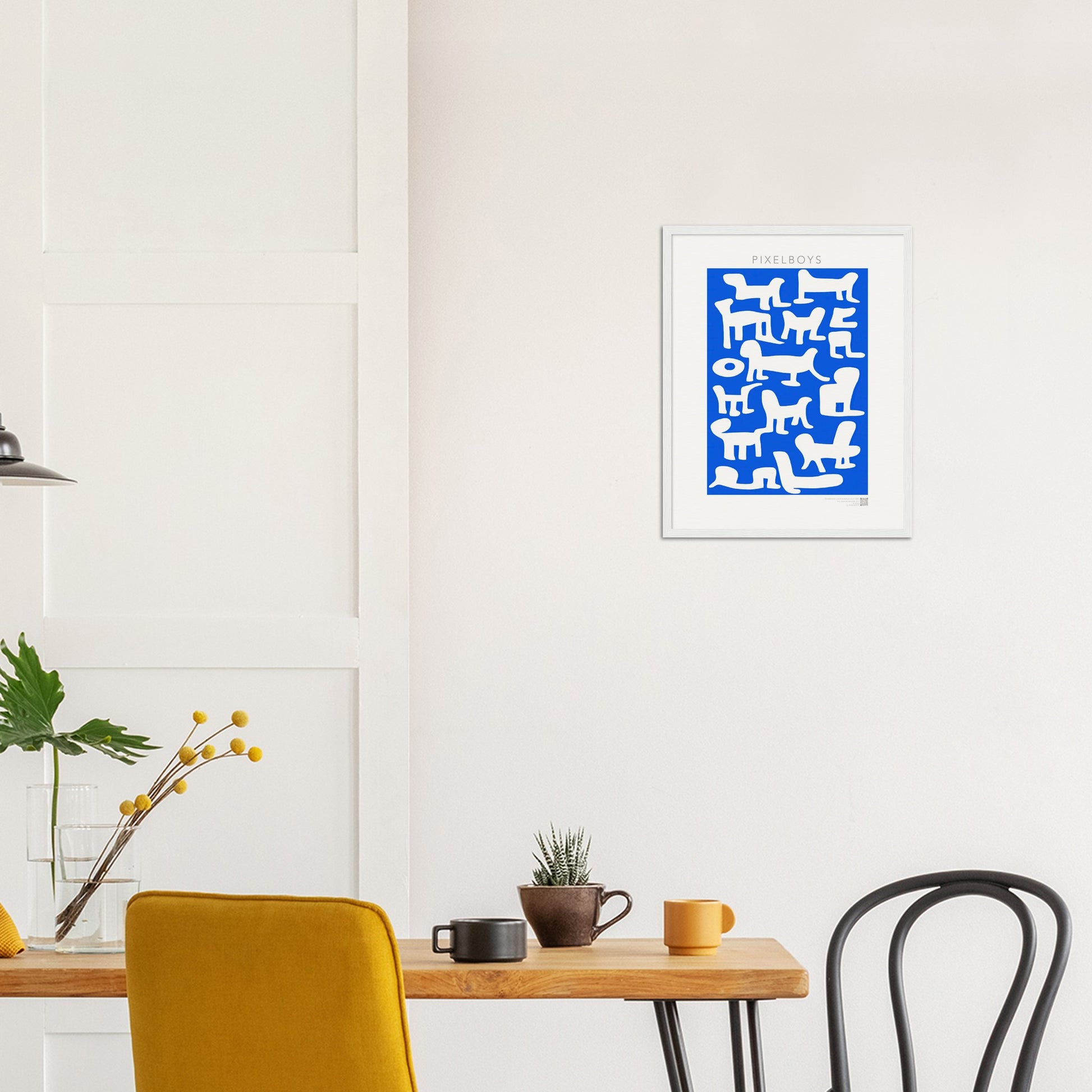 Poster mit Rahmen - in Museumsqualität - Doodlemania "weird animals on blue" - No.1 - Hunde - Katzen - Doodle Kunst - Poster mit Rahmen - doodle artwork - Acrylbild - Kunstdruck - Wandbild - office Poster - Poster with frame -  Künstler: Pixelboys & The Unknown Artist Nb.517 - keith haring - anti stress art - Art Brand - 