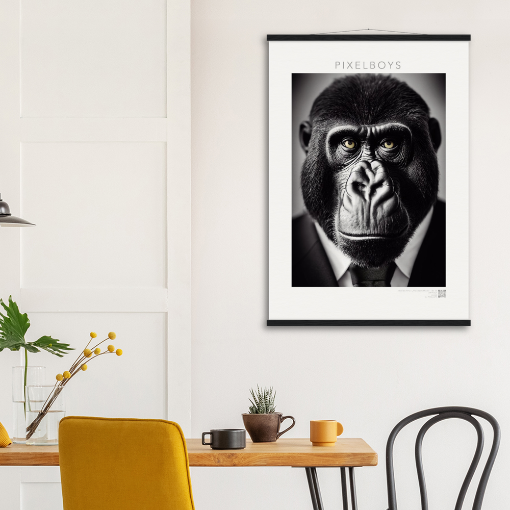 Poster mit Leisten (Holz) - Business Animals No. 1 "Albert" - Künstler: "John Grayst" Kunstdruck - Wandbild - Pixelboys - Atelier - Milano - Berlin - Munich - Madrid - New York - Dubai - Paris - Tokio - Rom - Lisbon - Ottawa - Bern Switzerland - Amsterdam - Seoul - Vancouver -