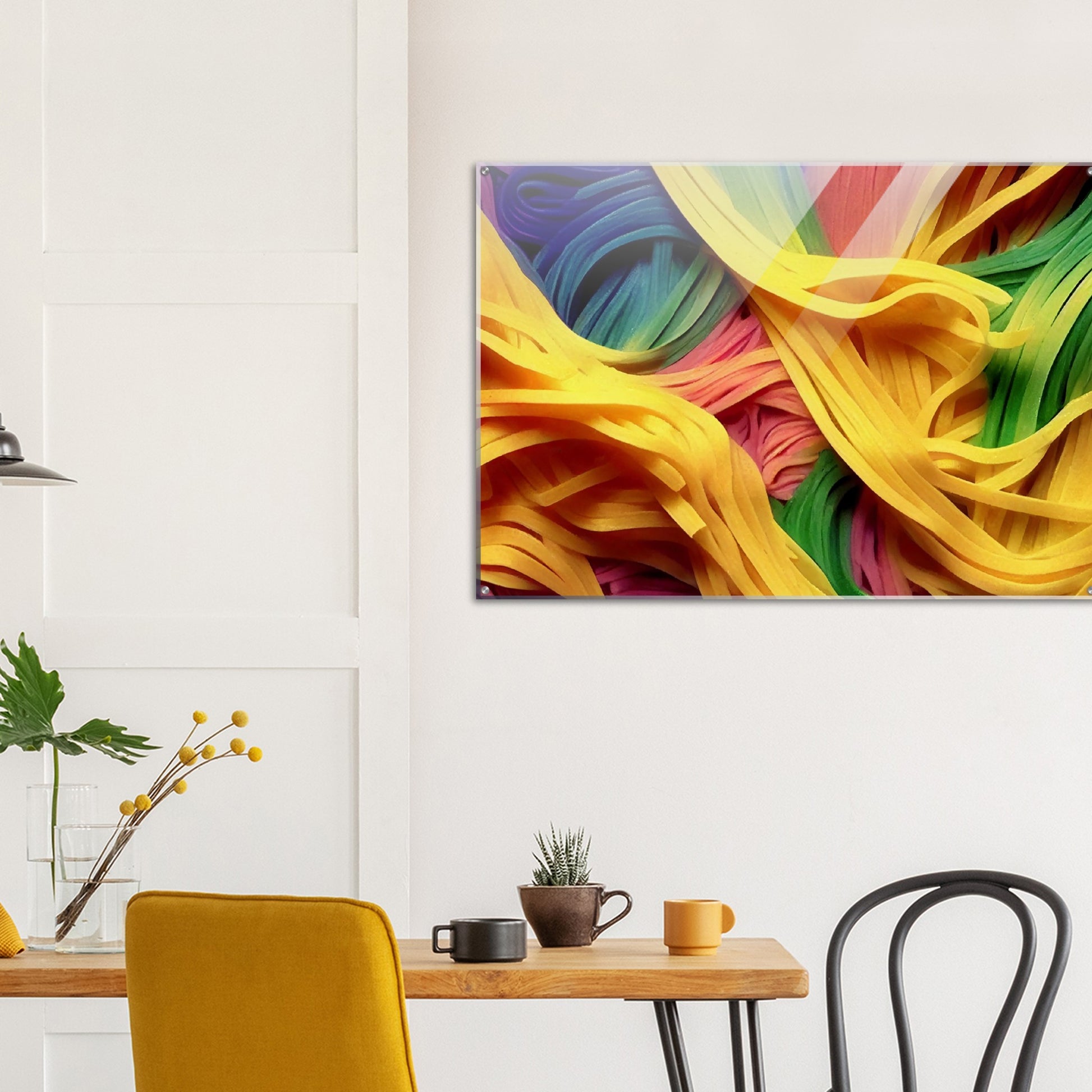 Acrylbild - Noodles upside-down - Pasta Love - Italien - China - Restaurant - Nudeln - Pasta - Teigwaren  - Wandkunst - Kunstdruck - Acryldruck - Kunstwerk - Office Poster - Poster mit Rahmen - Kaffee Tasse - Poster mit Leisten - Bedruckte Tassen - Kunst Marke - Art Brand - Kunstdrucke - Papier: 250g/qm - Künstler: Pixelboys - Poster with frame - Geschenkidee - Atelier Rome - Atelier Bologna - Atelier Milano -