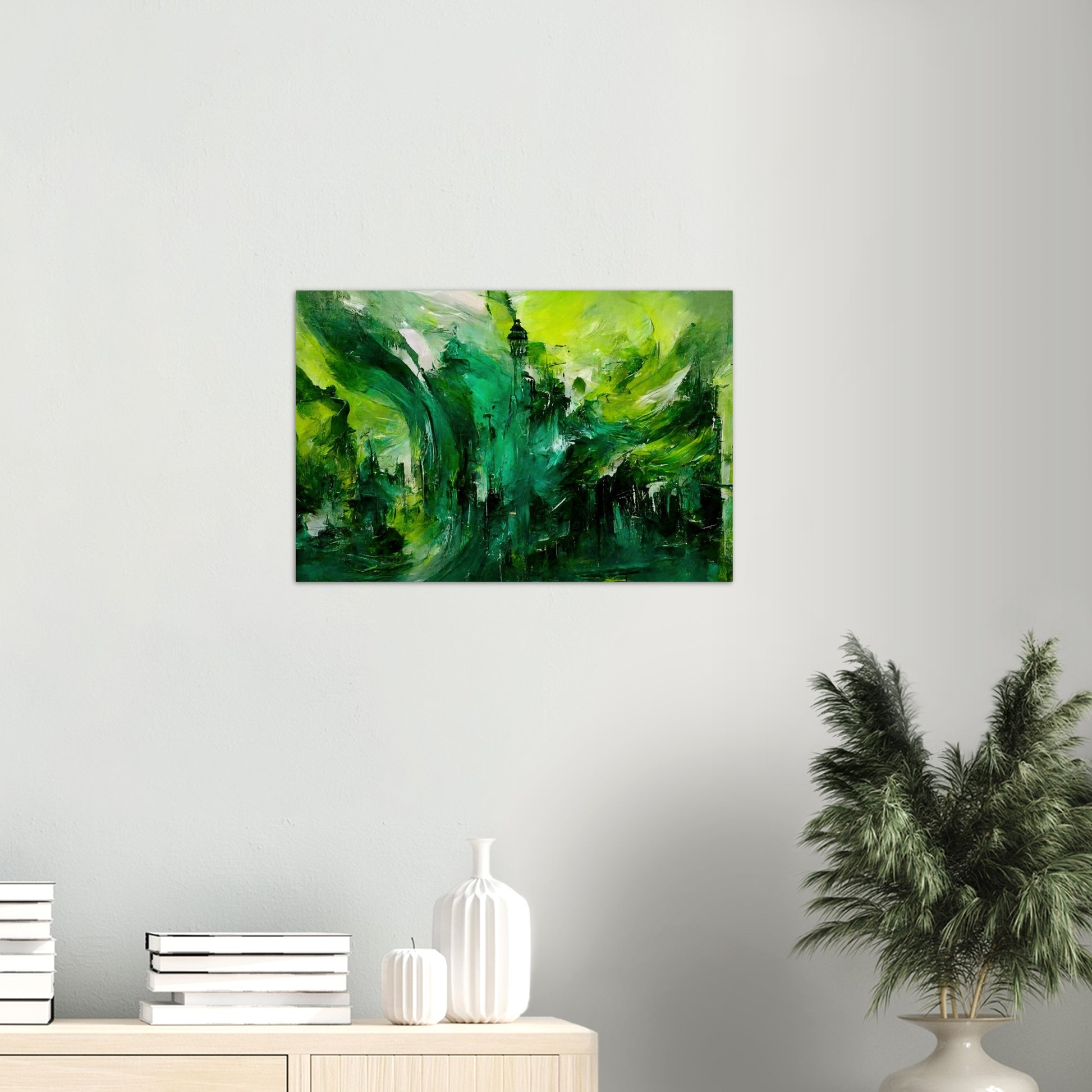 Poster in Museumsqualität - Storm over London - „Revenge of Nature“ - Ölgemälde - Grüner Sturm - Abstract - London - Planet - Fineart - Green Sea - Wandkunst - Holzleisten - Poster with frame - Abstract Green Kollektion - artwork - art brand - printed cup personalized - Holzrahmen - pixelboys - Kunstdrucke - wandbilder - wall art - Kunst auf Tassen  - Office Poster - Gastrotassen - Wanddekoration - Fineart  - Colorfull - Dynamic - Acrylkunst - Geschenkidee - Office Poster - Acryldruck - Abstrakte Kunst -