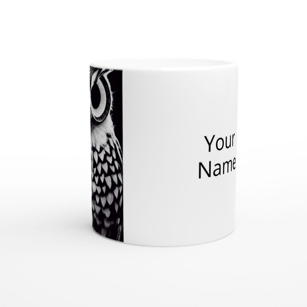 Personalisierte Tasse - Museumsqualität - Dark Owl, No. 1 - "Hedwig" - Becher - Vogel - Bird - Strigiformes - Noctua - Ornithologie - Kunstwerk - Museumsqualität - Acryldruck - Poster mit Rahmen - Poster mit Leisten - Bedruckte Tassen - Kunst Marke - Art Brand - Pixelboys - Kunstdruck - Wandbild - Kunstdrucke - Papier: 250g/qm - Künstler: John Grayst & Pixelboys - Eulen - Owl-  - Atelier - England - London - Birmingham–Wolverhampton - Manchester - Leeds Bradfort - Liverpool  