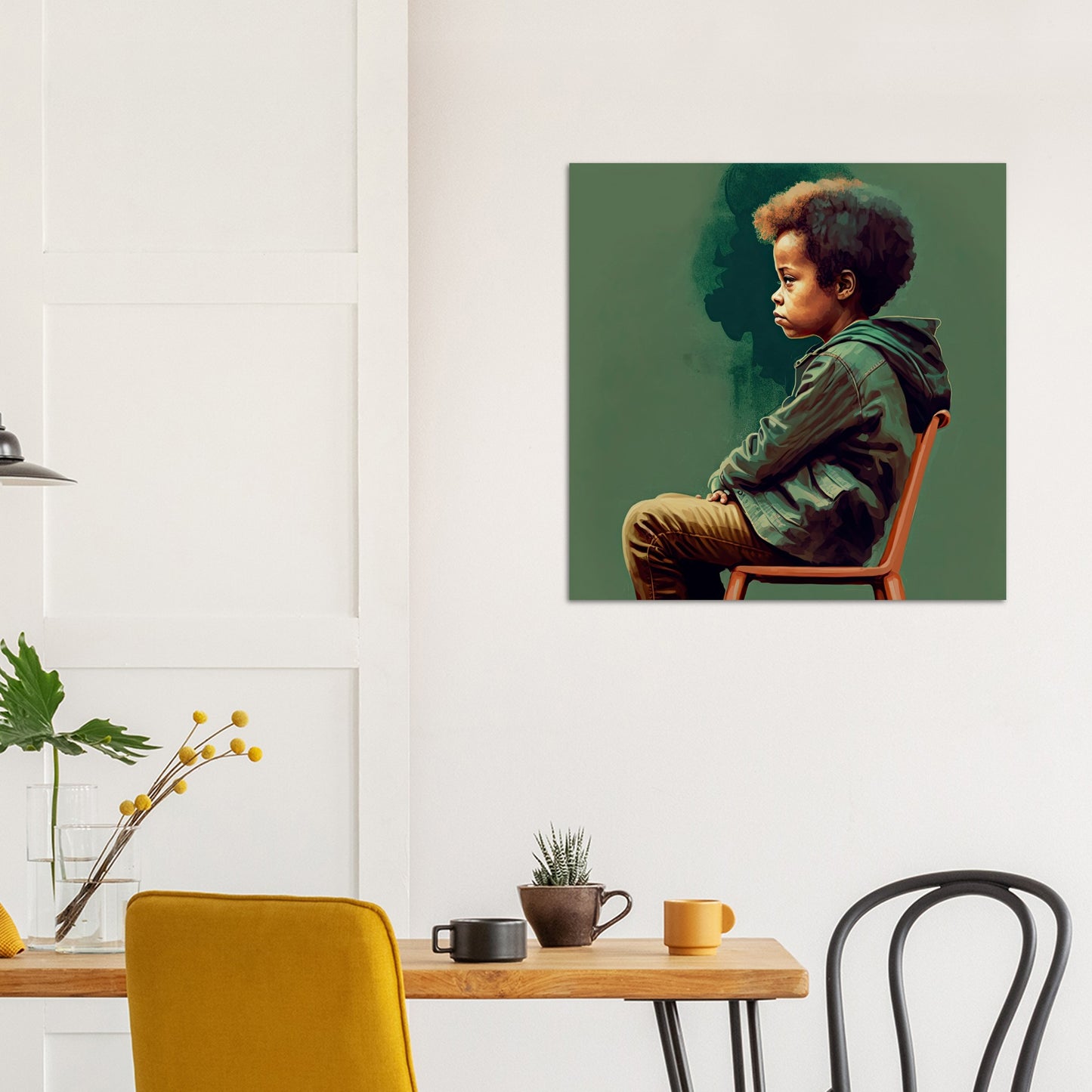 Poster in Museumsqualität - Listening - The Son - Jeffrey - rasism - motherhood - Posterleisten - USA - Fineart - Posterrahmen  - Wandkunst - Holzrahmen - Poster with frame - people of color - artwork - art brand - printed cup personalized - Holzleisten - pixelboys - Kunstdrucke - wandbilder - wall art - Kunst auf Tassen  - Office Poster - Gastrotassen - Wanddekoration - Acrylkunst - Geschenkidee - Office Poster - Acryldruck - Abstrakte Kunst - Family Art -